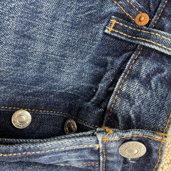 Levis Women 501 Denim Mini Shorts Button Fly Blue Size 28 Cotton 49-16 - Picture 3 of 8